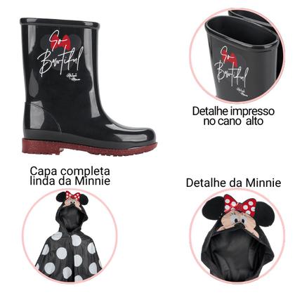 Imagem de Galocha Infantil Kit Capa De Chuva Com Orelha Da Minnie Mouse Em 3d Grendene Kids