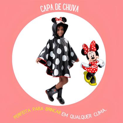 Imagem de Galocha Infantil Kit Capa De Chuva Com Orelha Da Minnie Mouse Em 3d Grendene Kids