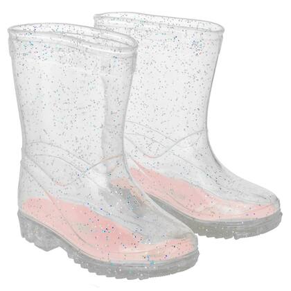 Imagem de Galocha Infantil Transparente Glitter Prata Menina Pimpolho