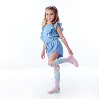 Imagem de Galocha Infantil Transparente Glitter Prata Menina Pimpolho