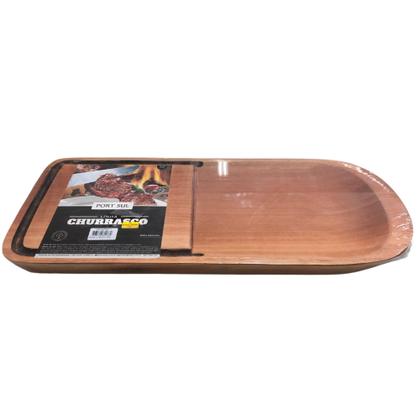 Imagem de Gamela com Tábua Fixa para Churrasco de Madeira 50x24cm - Port Sul