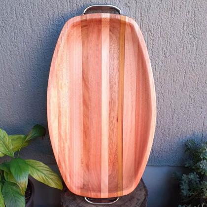 Imagem de Gamela de Madeira com Alças 54x30cm Travessa para Servir Churrasco Zanline Rústica