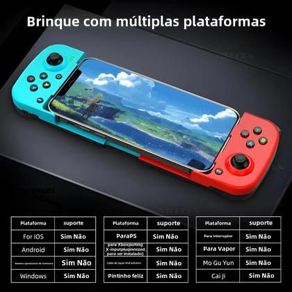 Imagem de Gamepad Bluetooth D3 Sem Fio - Controlador Telescópico para PC, iOS, Android, Switch e PS4