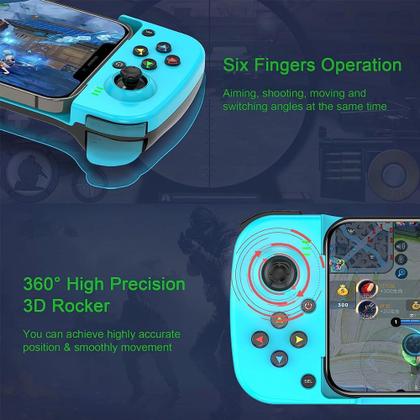 Imagem de Gamepad para Celular - Controle Sem Fio Bluetooth - Compatível com Android e iOS - Recarregável via USB - Ergonomico