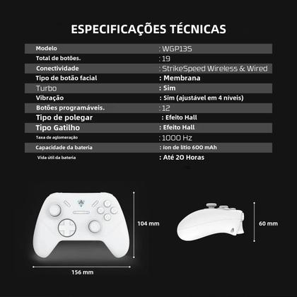 Imagem de Gamepad Sem Fio Fantech Shooter III WG-P13S - Gatilhos Hall-Effect, 1000Hz - PC, Android e NS