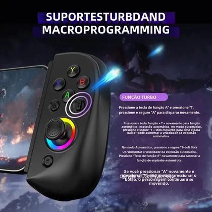 Imagem de Gamepad Vilcorn D8 RGB Dual Hall - Joystick Flexível para Android, PS4, Switch, PC e Tablet