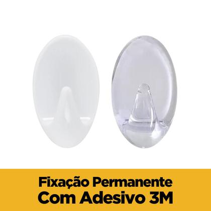 Imagem de Gancho Adesivo De Parede Pendurar Organizar Objetos Toalheiro Transparente Branco Cola 3M