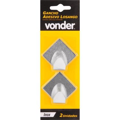 Imagem de Gancho Adesivo Losango Em Inox Com 2 Peças Vonder