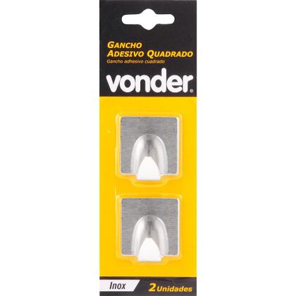 Imagem de Gancho Adesivo Quadrado em Inox com 2 Peças - Vonder