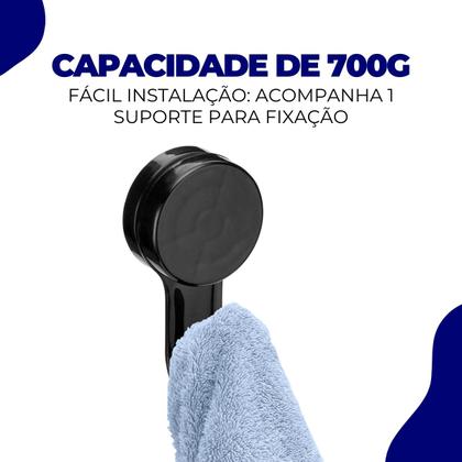 Imagem de Gancho Banheiro Cabide Suporte Porta Toalha de Parede Sem Furo Fixação Dupla Face 3M Preto Arthi