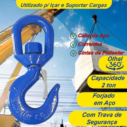 Imagem de Gancho com Olhal Giratório 2Ton com Trava GOHL2T ACM TOOLS