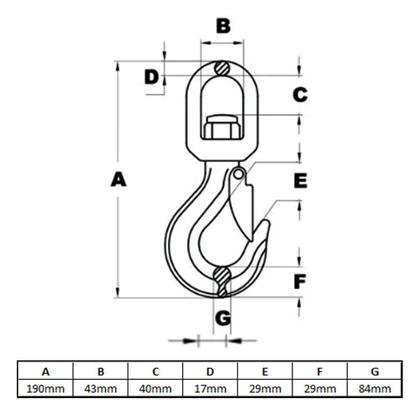 Imagem de Gancho com Olhal Giratório 2Ton com Trava GOHL2T ACM TOOLS
