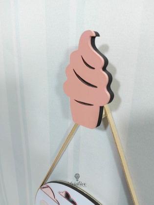Imagem de Gancho de Parede Infantil Sorvetinho - Kit com 3 Penduradores Decorativos