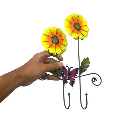Imagem de Gancho Duplo Girassol Flor Kit 4 Unidades Bolsa Chapeu Lenço Jardim Borboleta Enfeite Decoraçao Casa Entrada