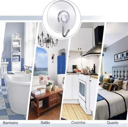 Imagem de Gancho Inox para Parede 24 Unidades com Fixação por Ventosa, Sem Furo e Enfeites