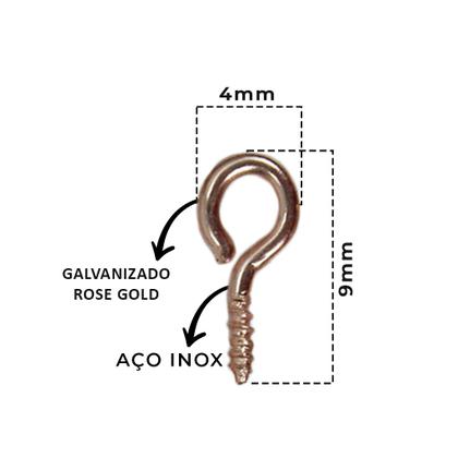 Imagem de Gancho Mini Pitão Com Rosca Rose Gold Para Bijus Artesanato 100 Peças
