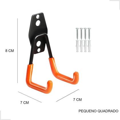 Imagem de Gancho Para Pendurar Escada Cadeira Multiuso Parede Pequeno Suporte Bicicleta Bike Mangueira Vassoura Pá Duplo Resistente Ferramentas Vertical Apoio