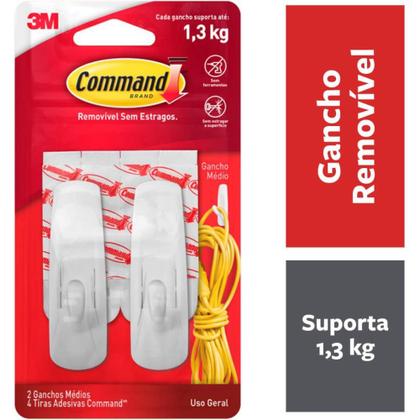 Imagem de Gancho Plástico Command Médio com 2 - BL com 02