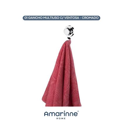 Imagem de Gancho Porta Toalha Cabide Suporte Banheiro Lavabo Ventosa Sem Furo Cromado