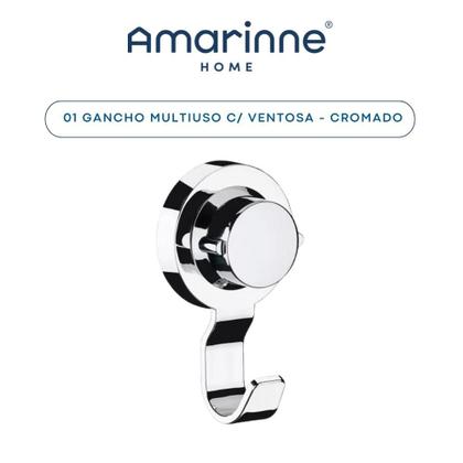 Imagem de Gancho Porta Toalha Cabide Suporte Banheiro Lavabo Ventosa Sem Furo Cromado