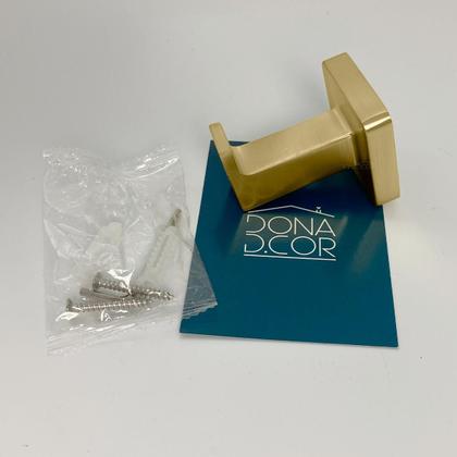 Imagem de Gancho Porta Toalha De Rosto Dourado Escovado Cabide Simples Suporte De Parede Banheiro Acessorio Quadrado Lavabo Multiuso Metal Gold Fosco