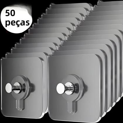 Imagem de Ganchos Adesivos Fortes E Transparentes (10-50 Peças) Para Pendurar Quadros E Relógios Na Parede