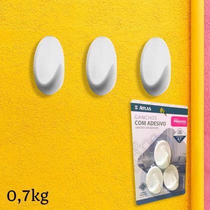 Imagem de Ganchos Adesivos Organizador Sem Furos Suporte Parede Atlas 0,7kg