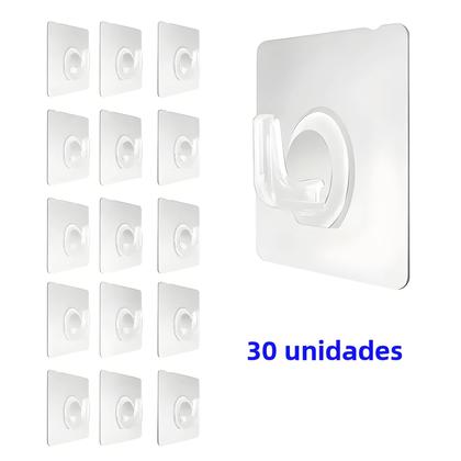 Imagem de Ganchos Autoadesivos Transparentes - Cabides Fortes para Cozinha, Banheiro e Porta