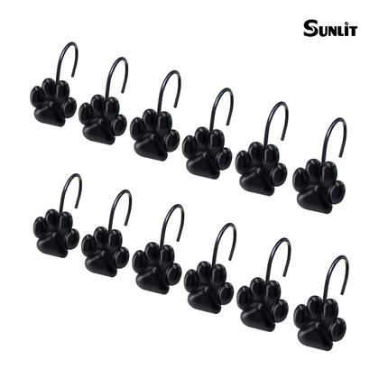 Imagem de Ganchos de cortina de chuveiro Sunlit Fashion Design Paw Print Black