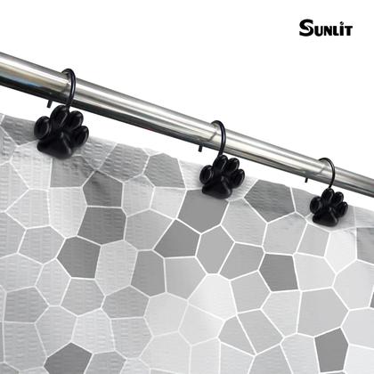Imagem de Ganchos de cortina de chuveiro Sunlit Fashion Design Paw Print Black