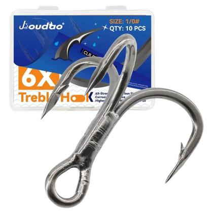 Imagem de Ganchos De Pesca Triplos Sharp 6X 10 Peças Para Pesca De Grande Porte 8  6  4  2  1 