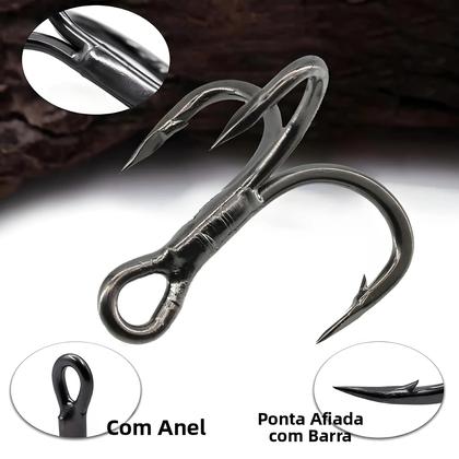 Imagem de Ganchos De Pesca Triplos Sharp 6X 10 Peças Para Pesca De Grande Porte 8  6  4  2  1 