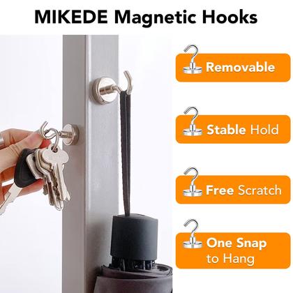 Imagem de Ganchos magnéticos MIKEDE 36 kg Heavy Duty, pacote com 8 unidades para geladeira