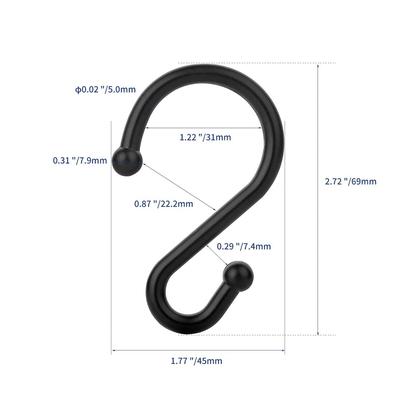 Imagem de Ganchos para cortinas de chuveiro UNCONSIL Metal em forma de S, conjunto de 12 pretos