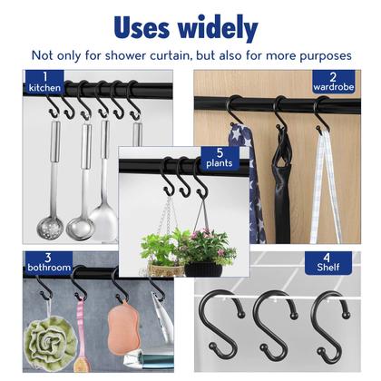 Imagem de Ganchos para cortinas de chuveiro UNCONSIL Metal em forma de S, conjunto de 12 pretos