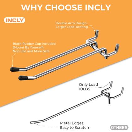 Imagem de Ganchos Pegboard INCLY, braço duplo de 10/15 cm, pacote com 36 unidades para Pegboard de 6 mm