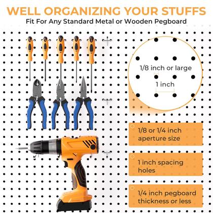 Imagem de Ganchos Pegboard, pacote com 50, prateleira de placa de metal de 15 cm