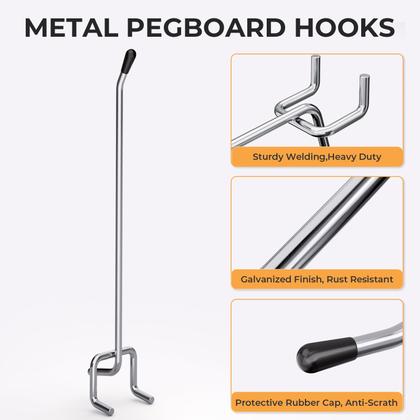 Imagem de Ganchos Pegboard, pacote com 50, prateleira de placa de metal de 15 cm