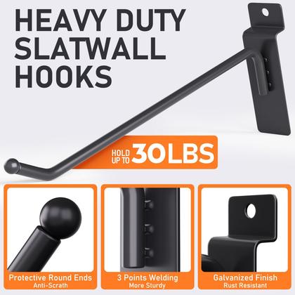 Imagem de Ganchos Slatwall INCLY, pacote com 60, pretos pesados, 10/15/20 cm