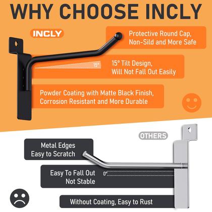 Imagem de Ganchos Slatwall, pacote com 60, 10 cm, aço preto pesado