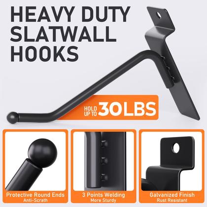 Imagem de Ganchos Slatwall, pacote com 60, 10 cm, aço preto pesado