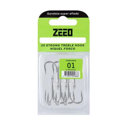 Imagem de Garatéia 3x Treble Hook Niquel 06 Peças - Zeeo N 01