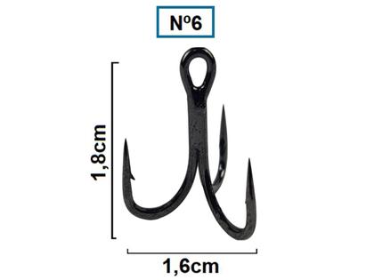 Imagem de Garateia Treble Hooks 4X Lori Nº 6 Black - 100 Peças