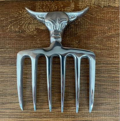 Imagem de Garfo 6 Dentes Pente Para Churrasco Alumínio Polido