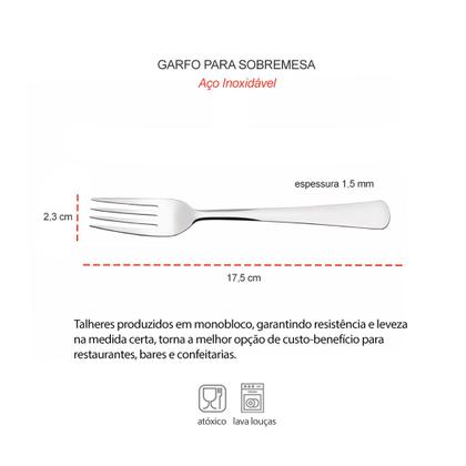 Imagem de Garfo de Sobremesa Aço Inox Talheres Restaurante Buffet 12un