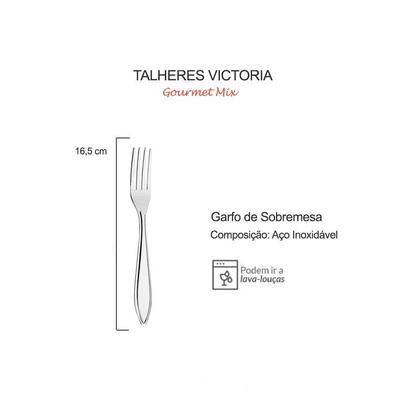 Imagem de Garfo de Sobremesa Talheres Aço Inox Victoria 6un