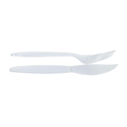 Imagem de Garfo e Faca Super Reforçado com 400 kits em Sache Plástico Branco