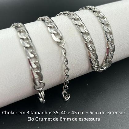 Imagem de Gargantilha Choker Colar Prata Aço Inox Vários modelos