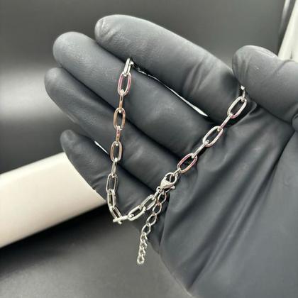Imagem de Gargantilha Choker Elo Alongado 5 Mm Colar Prata Aço Inox