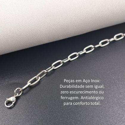 Imagem de Gargantilha Choker Elo Alongado 5 Mm Colar Prata Aço Inox